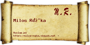 Milos Réka névjegykártya